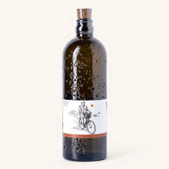 Bottle with a cork lid on a white background