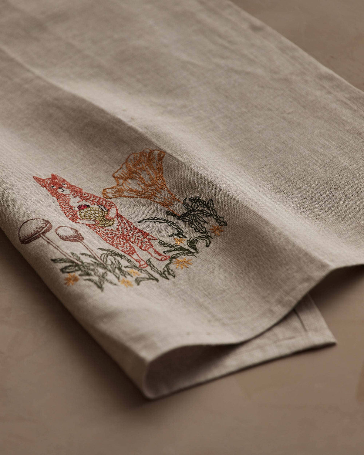 Coral & Tusk - Fox W/ Mushrooms - Tea Towel