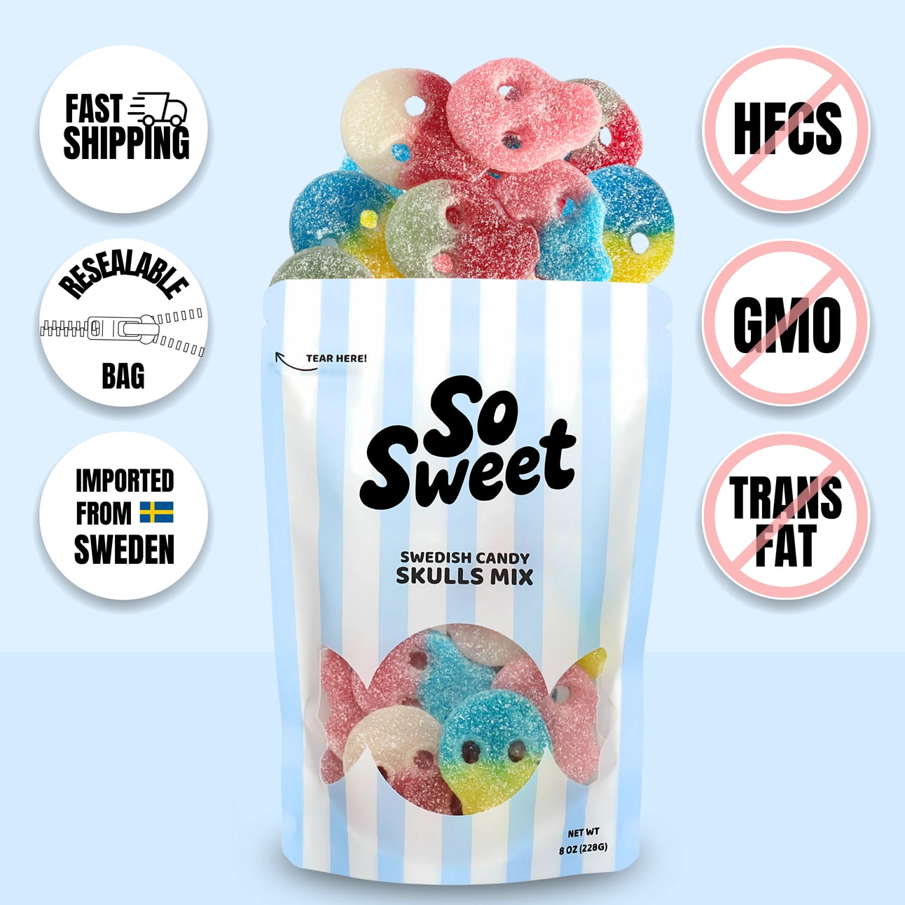 So Sweet - Swedish Candy Skulls Mix - 8 oz.