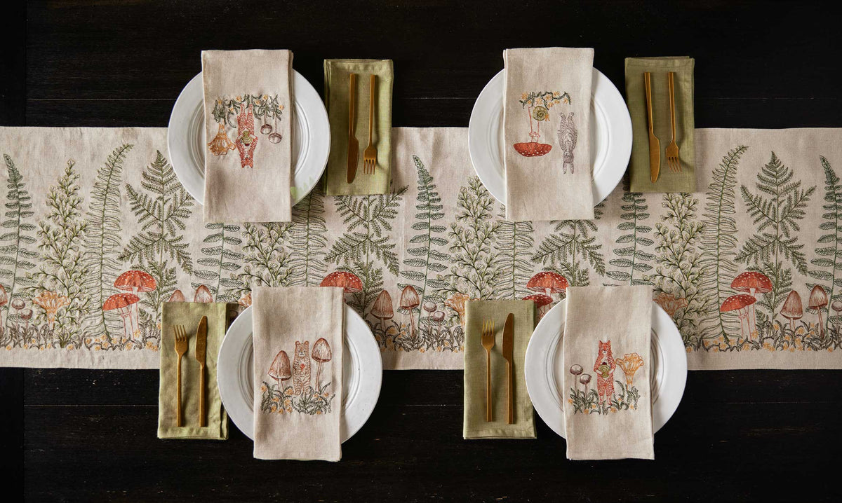 Coral & Tusk - Fox W/ Mushrooms - Tea Towel