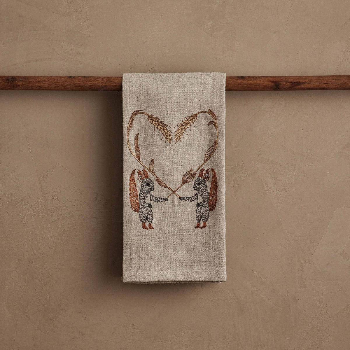 Coral & Tusk - Squirrels W/ Wheat - Tea Towel