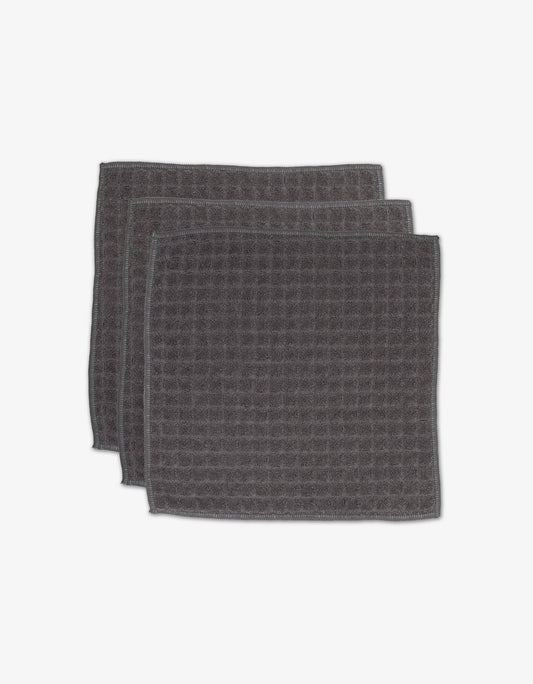 Geometry - Charcoal - Waffle Washcloth Set - 10 in. x 10 in. - 3 Pack