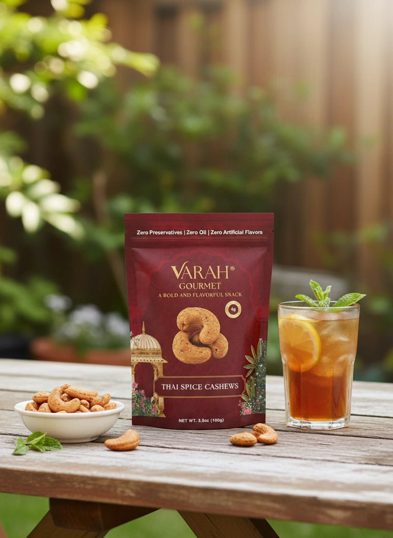 Varah Gourmet - Thai Spice Cashews - Thai Red Curry-Inspired Roasted Cashews - 3.5 oz.