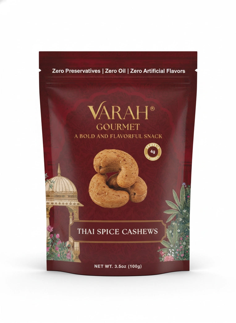 Varah Gourmet - Thai Spice Cashews - Thai Red Curry-Inspired Roasted Cashews - 3.5 oz.