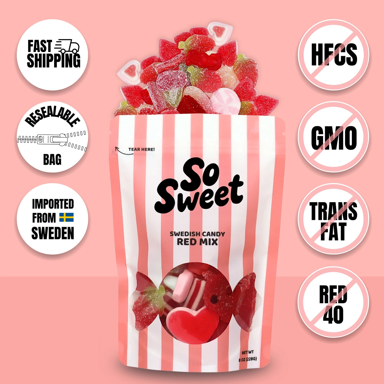 So Sweet - Swedish Candy Red Mix - 8 oz.