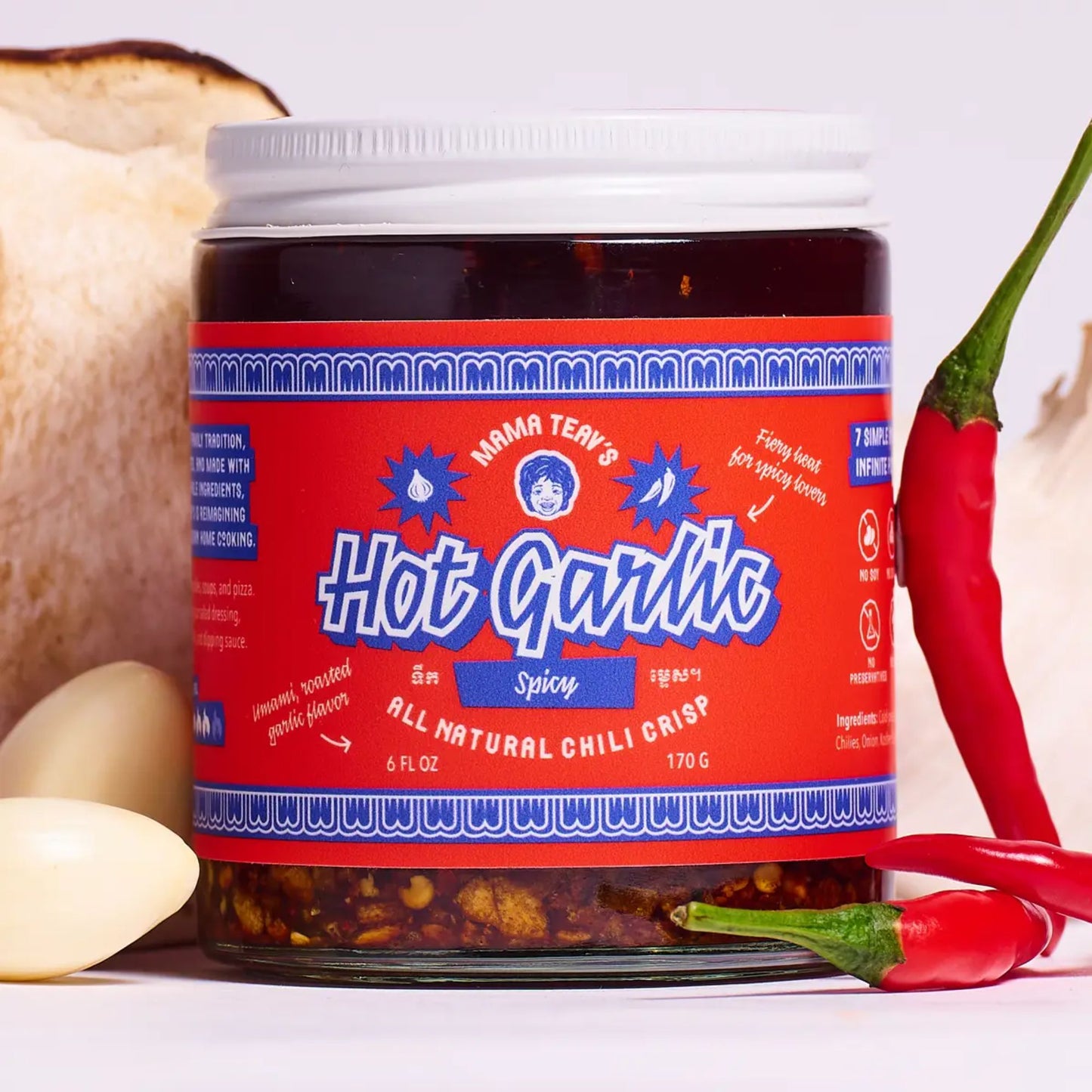 Mama Teav's - Hot Garlic Chili Crisp - SPICY