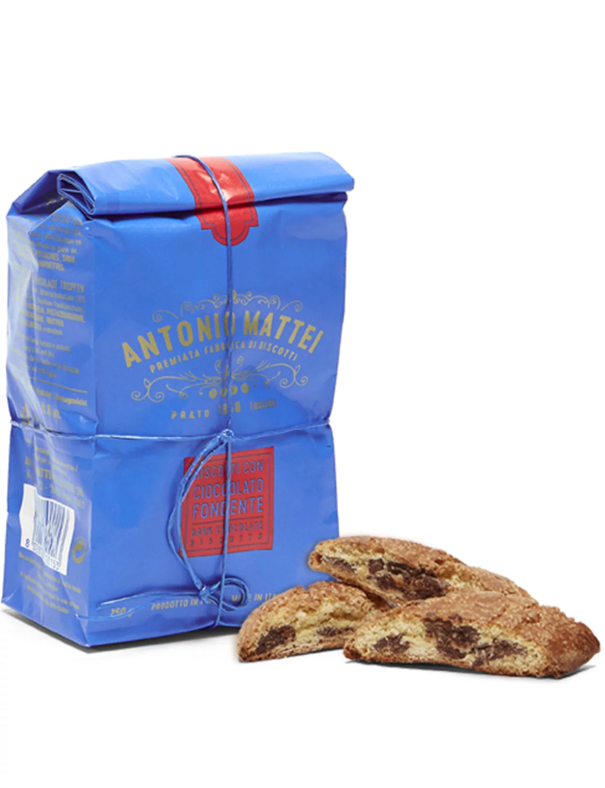 Antonio Mattei Biscotti with Dark Chocolate, 250 g blue bag