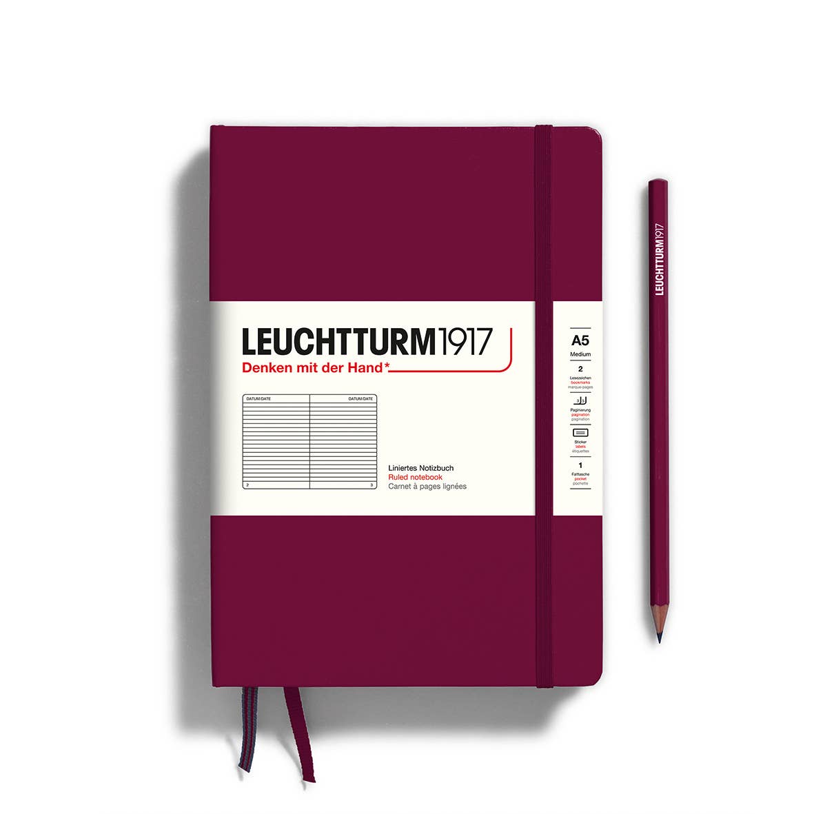 LEUCHTTURM1917 - Notebooks - Medium (A5) - Ruled, Hardcover, Port red