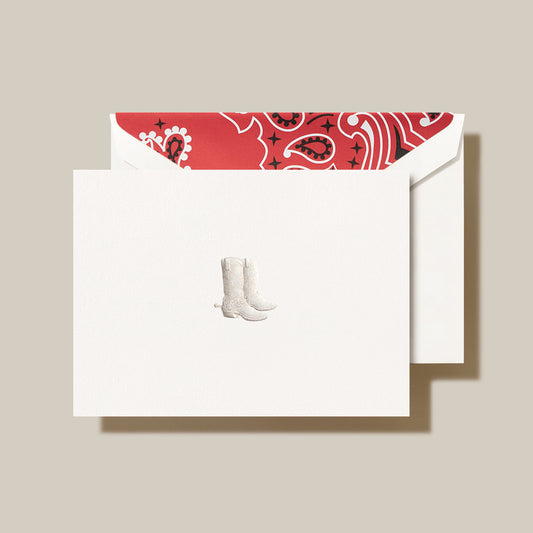 Crane - Cowboy Boots Folded Note - 10 Notes / 10 Lined Envelopes