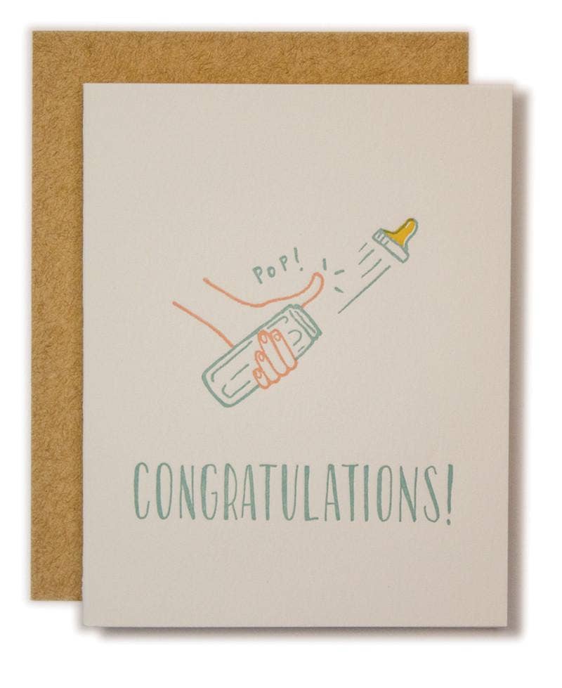 Ladyfingers Letterpress - Congratulations Bottle Pop Card