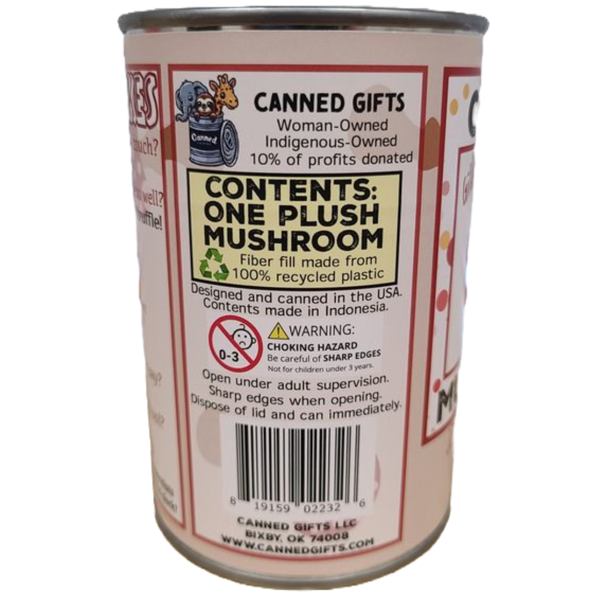 Canned Gifts - Gilly The Canned Mushroom - Stuffed Animal