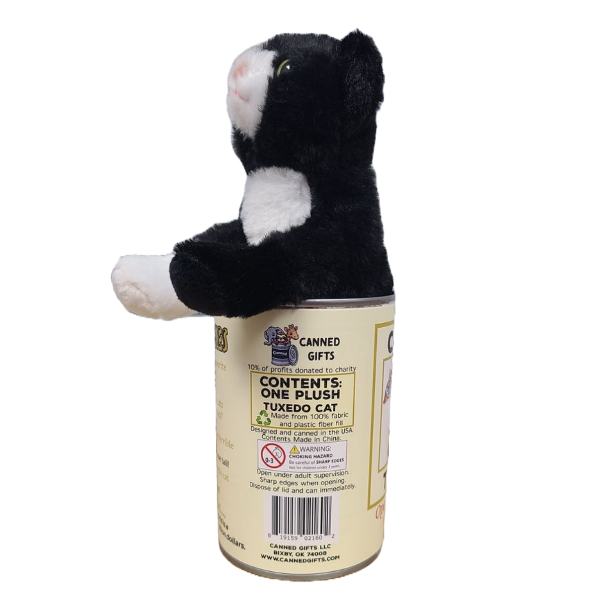 Canned Gifts - Buttons The Canned Tuxedo Cat - Stuffed Animal