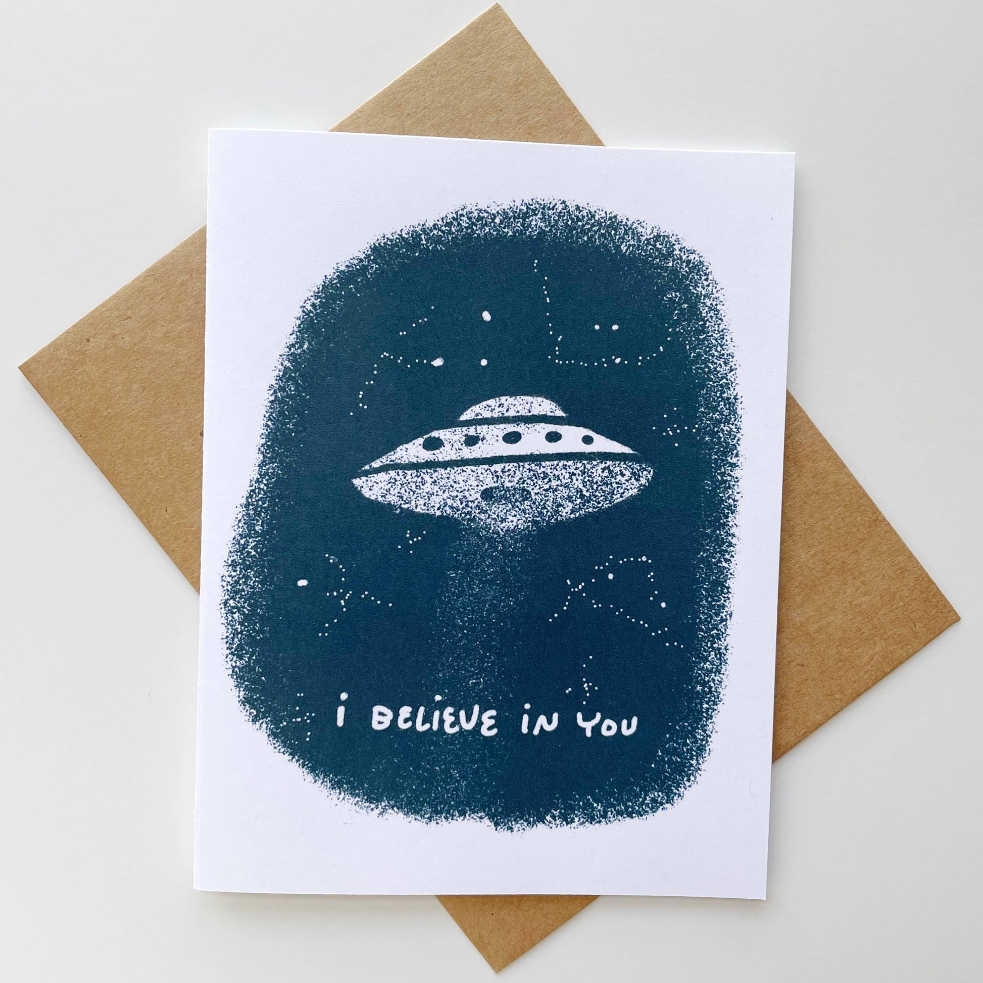 Kendra Lee Miller Art - 'I Believe in You UFO' Encouragement and Motivational Card
