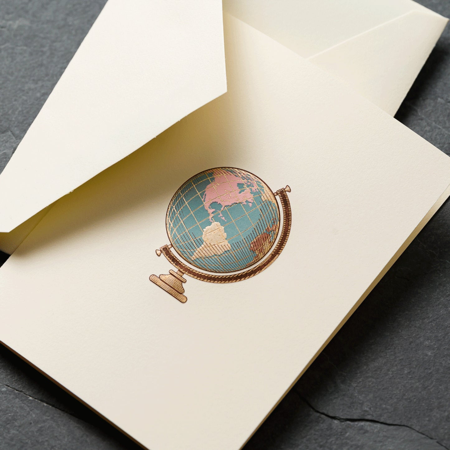 Crane - Vintage Globe Notes - 10 Notes / 10 Lined Envelopes