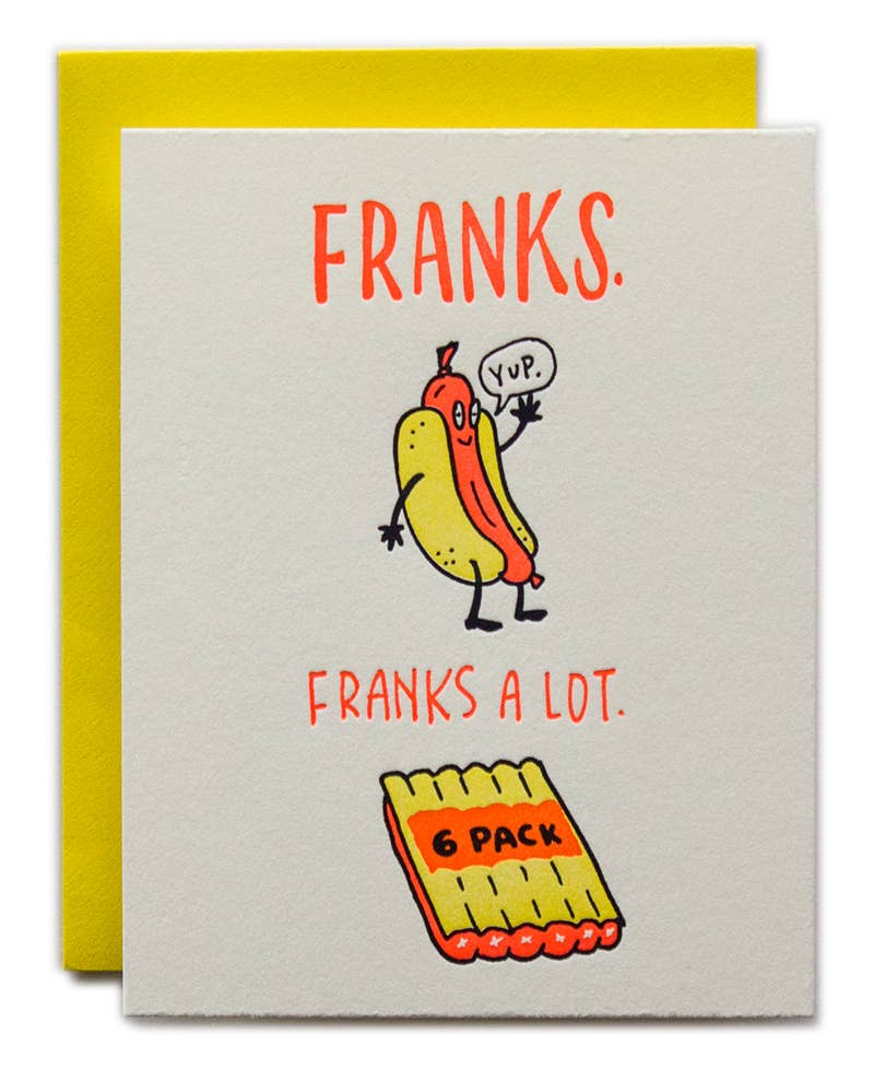 Ladyfingers Letterpress - Franks A Lot Thank You Card
