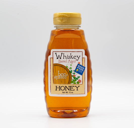 Bee Squared Apiaries - Whiskey Barrel Aged Honey - 12 oz. Squeeze Bottle