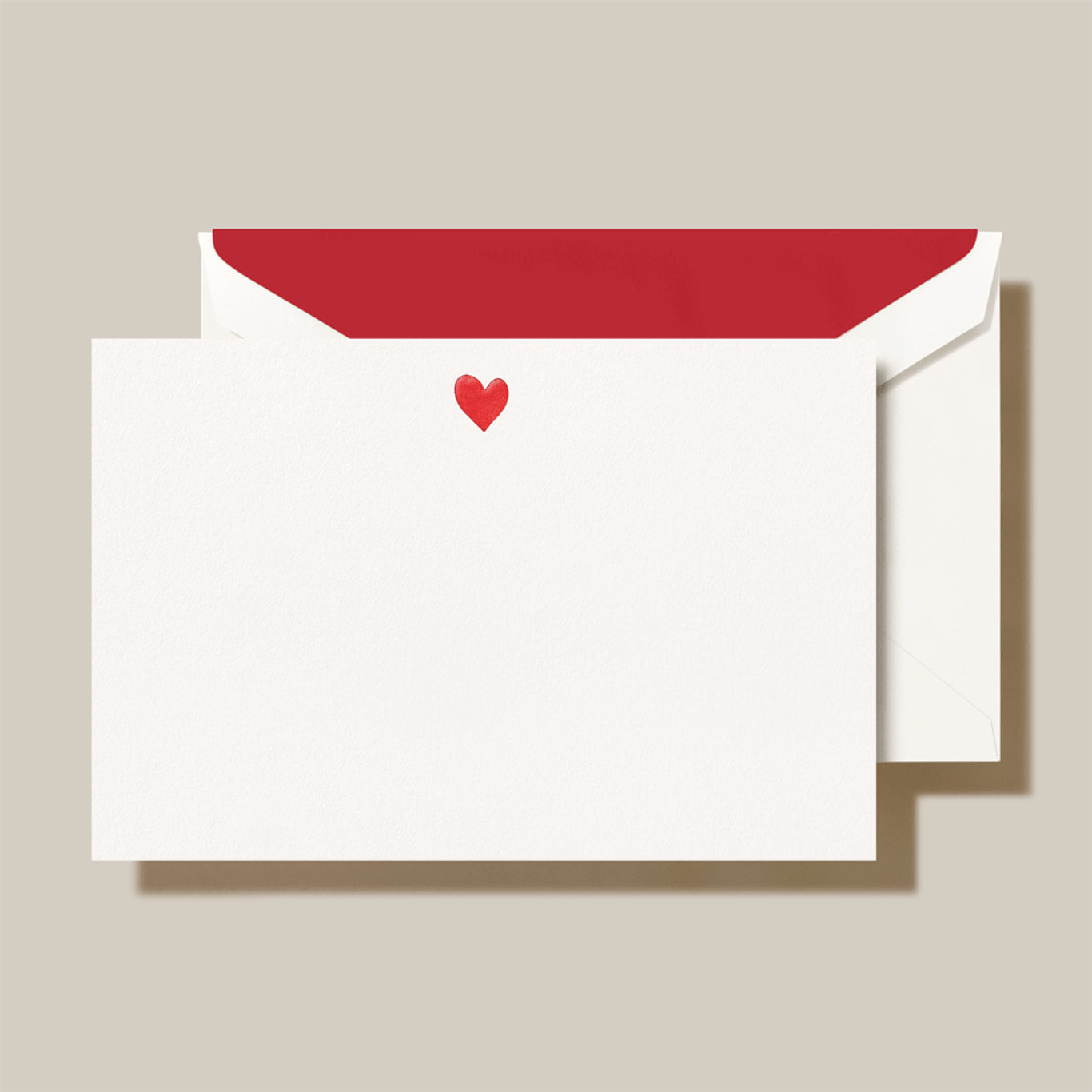 Crane - Sweet Heart Card - 10 Cards / 10 Lined Envelopes