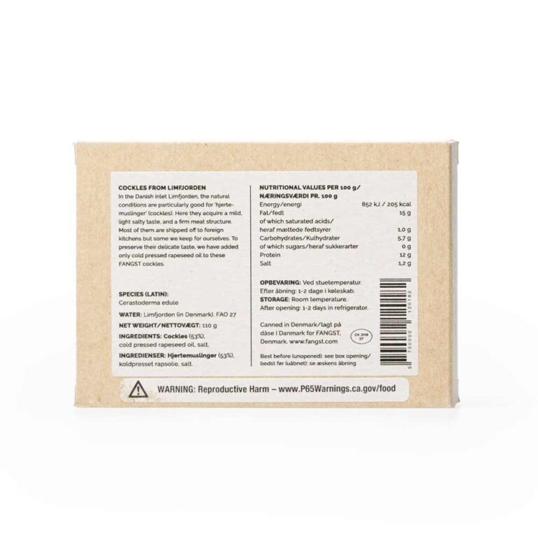 Fangst - Hjertemusling - Limfjord Cockles In Coldpressed Rapeseed Oil - 110 g