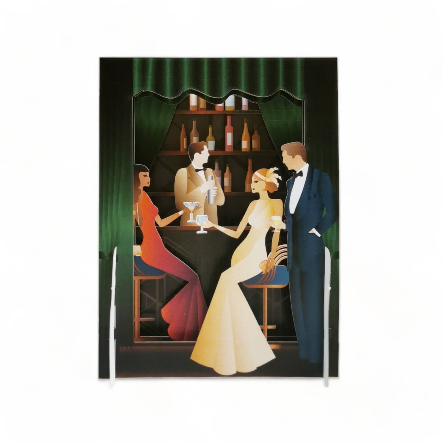 Alljoy Design - Miniature World Pop Up Card - Art Deco Cocktail Bar