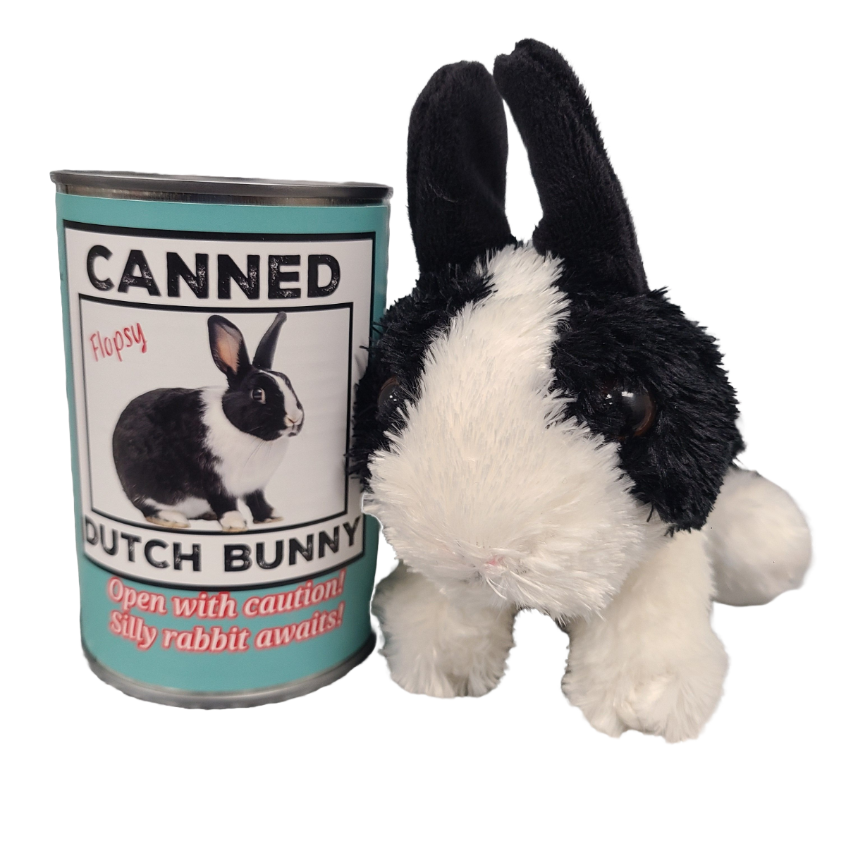 Canned Gifts - Flopsy The Canned Dutch Bunny - Stuffed Animal