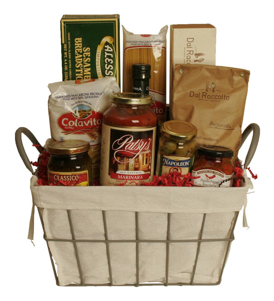 Empty Gift Basket - Wire Basket w/ Cloth Liner - Medium