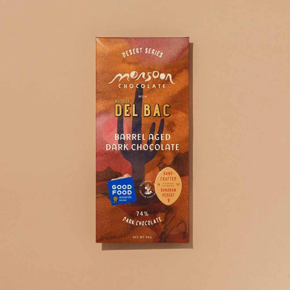 Monsoon Chocolate - Del Bac Whiskey Barrel Aged 74% Dark Chocolate - 50 g