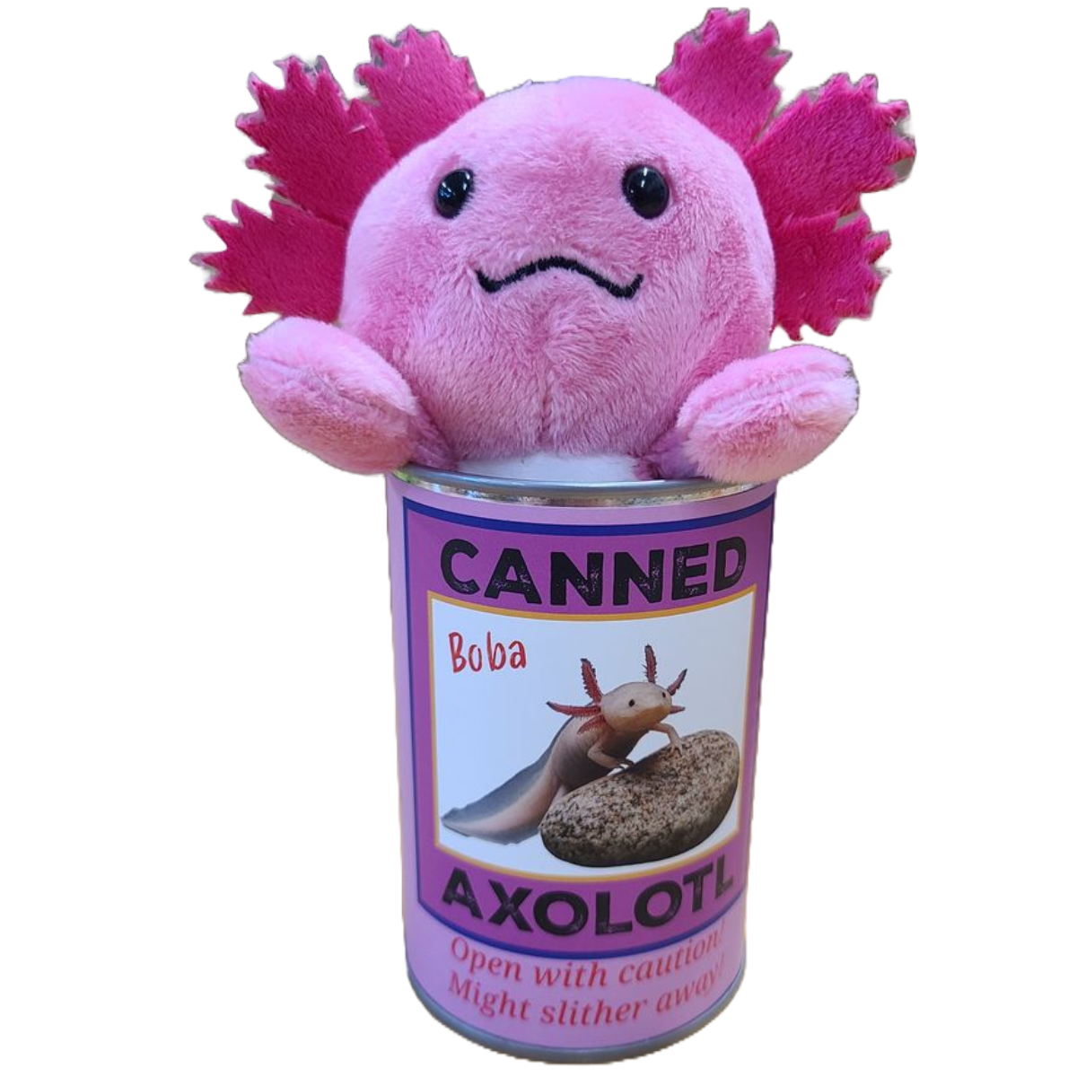 Canned Gifts - Boba The Canned Pink Axolotl - Stuffed Animal