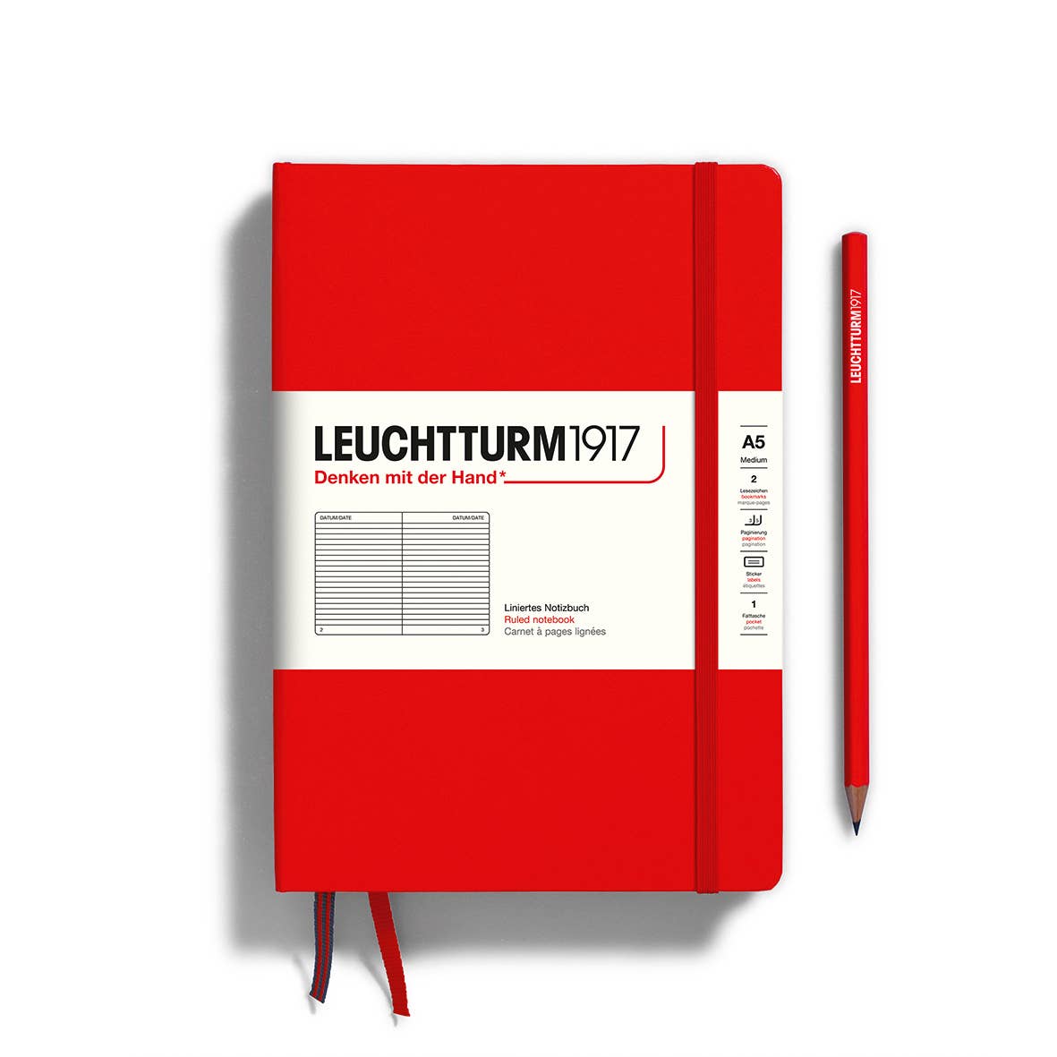 LEUCHTTURM1917 - Notebooks - Medium (A5) - Ruled, Hardcover, Red