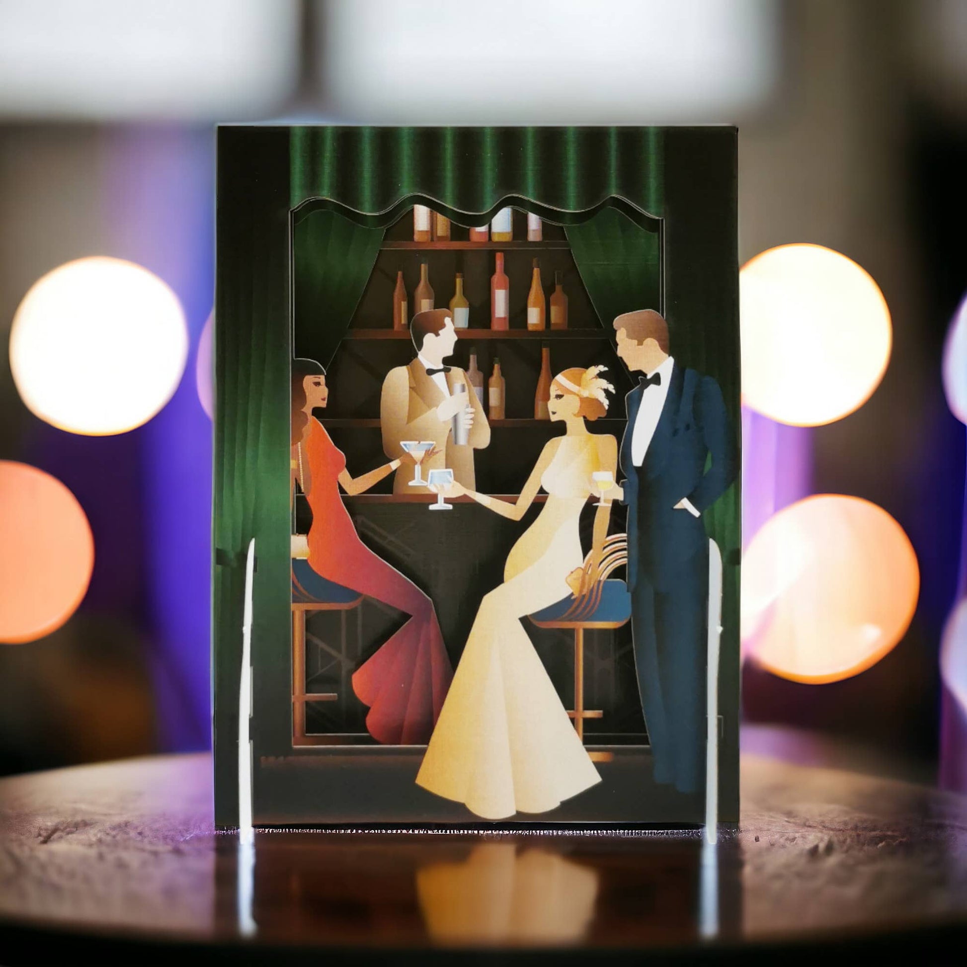 Alljoy Design - Miniature World Pop Up Card - Art Deco Cocktail Bar