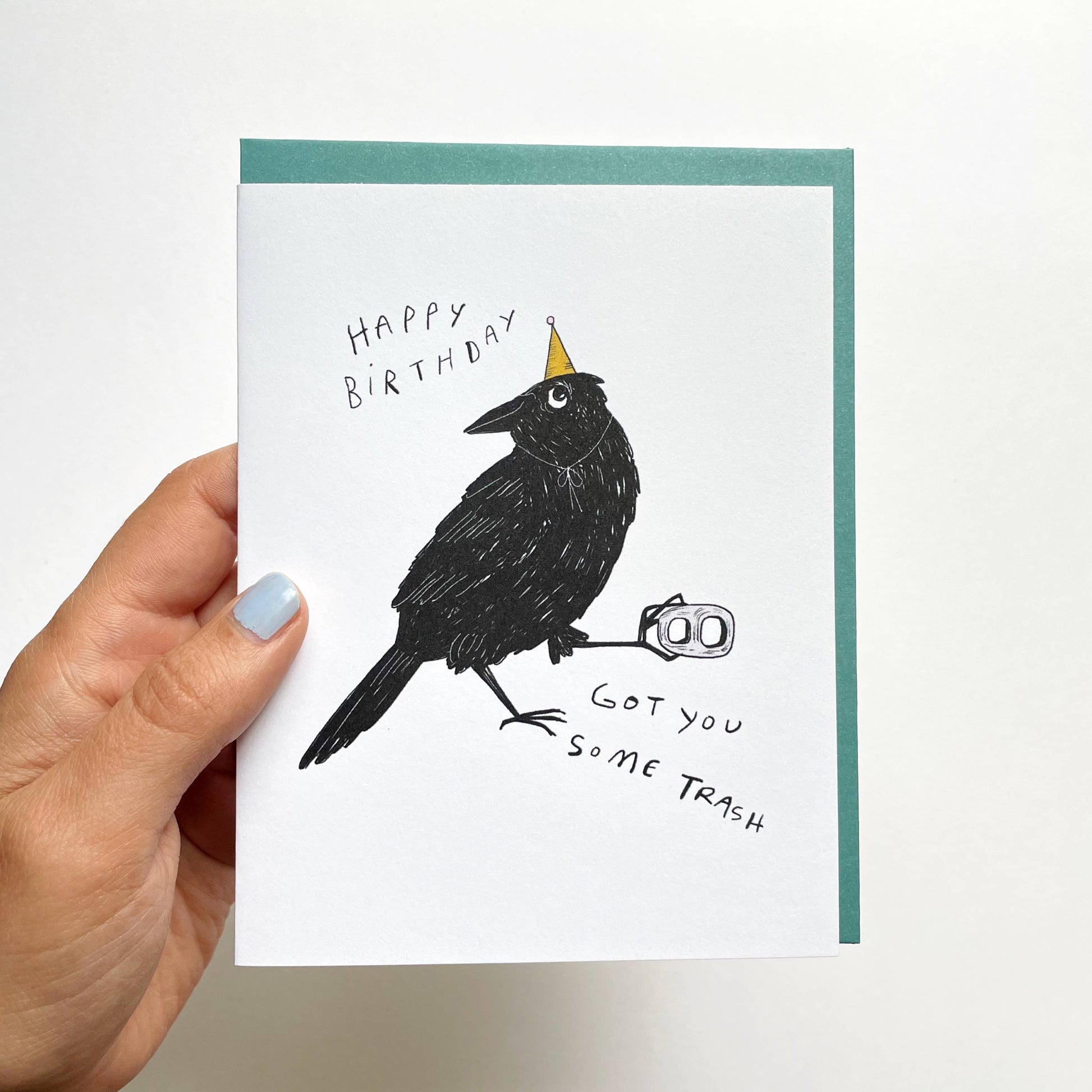 Kendra Lee Miller Art - Got You Some Trash - Black Crow Birthday Card