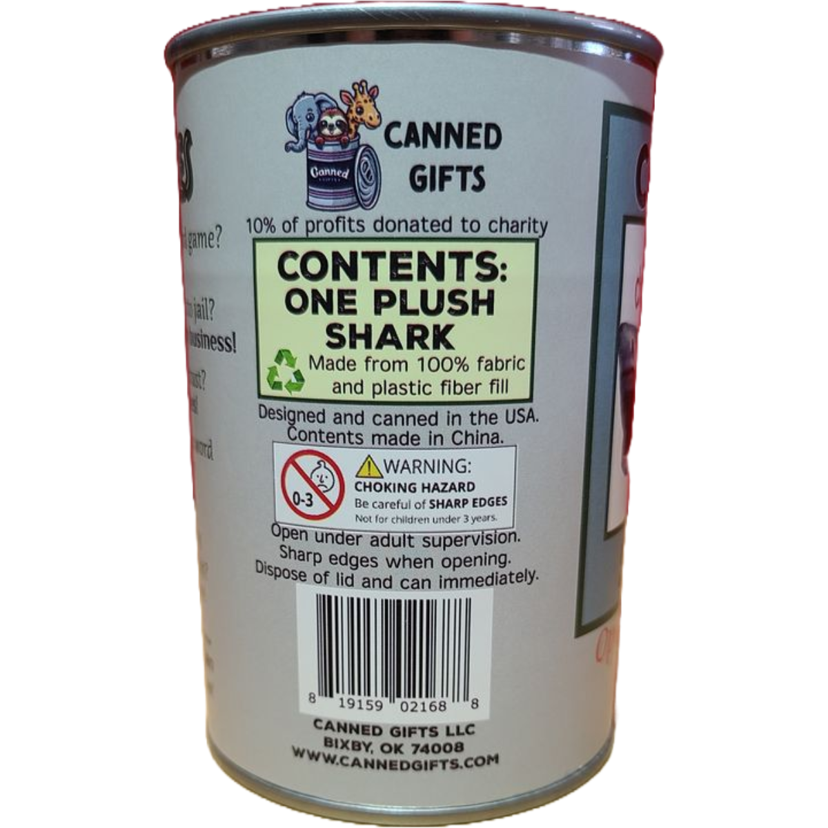 Canned Gifts - Chomper The Canned Shark - Stuffed Animal
