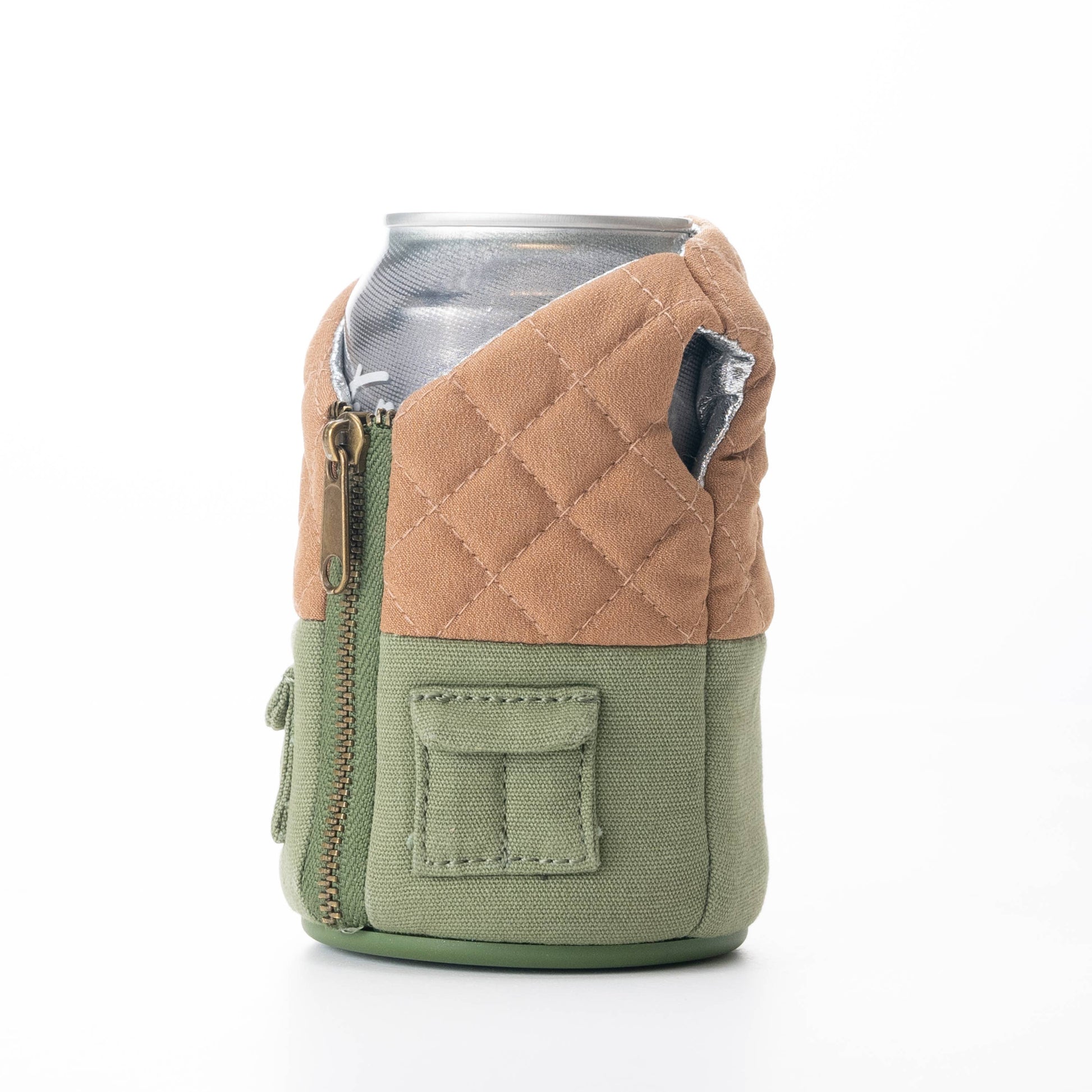 Puffin Drinkwear - The Bird Dog Drink Koozie - Olive Green / Dry Grass