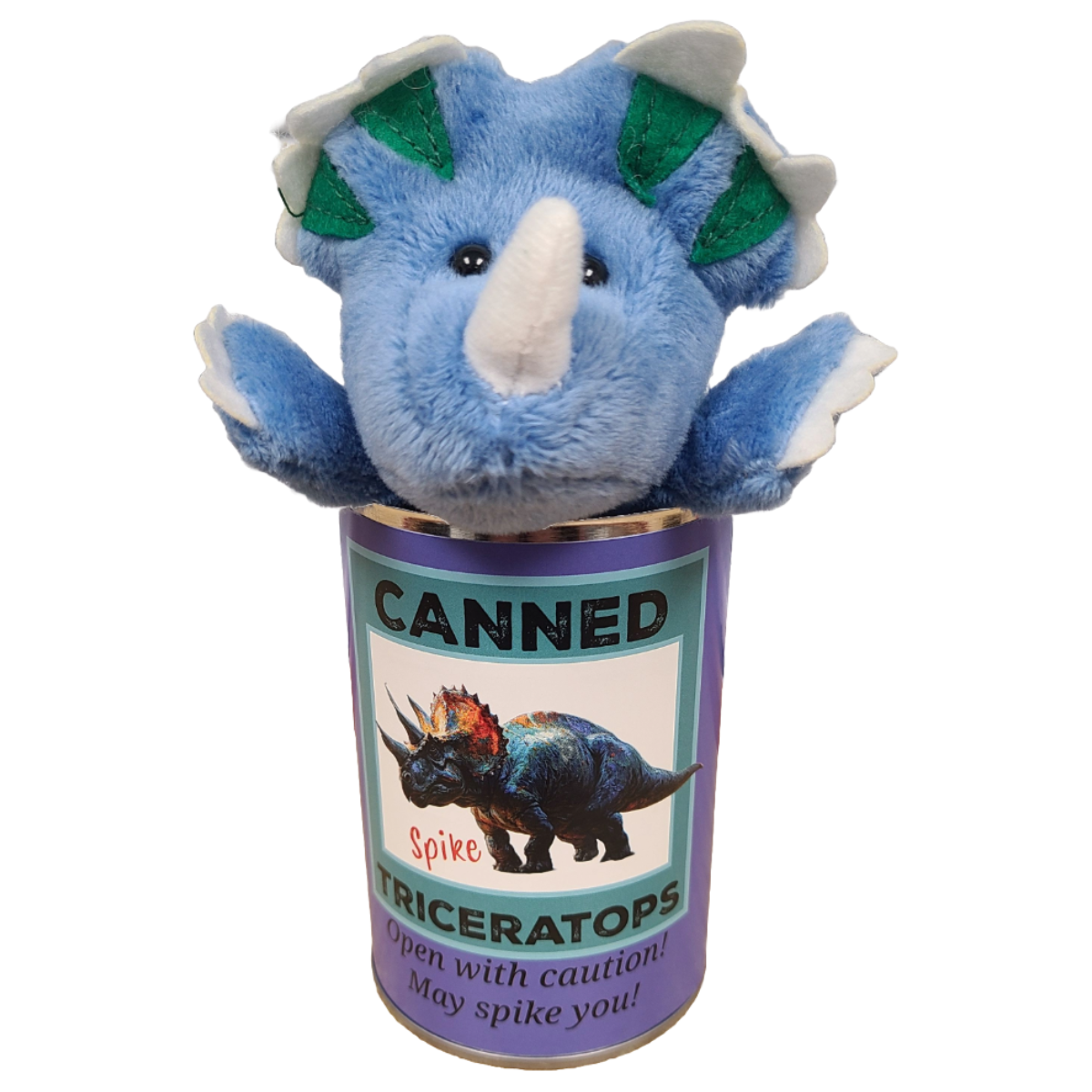 Canned Gifts - Spike The Canned Triceratops Dinosaur - Stuffed Animal