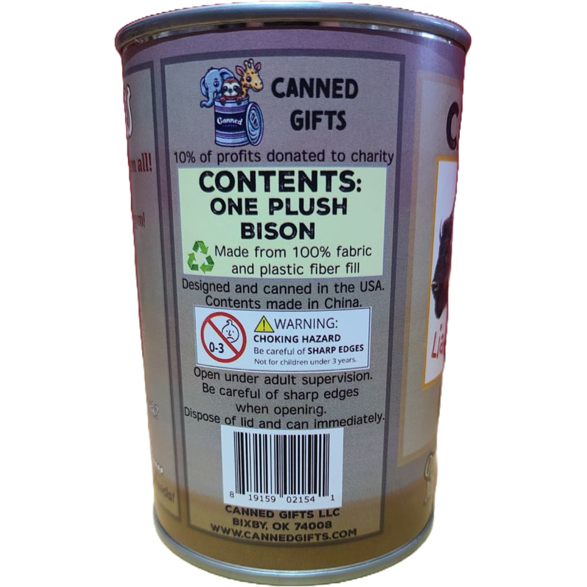 Canned Gifts - Liam The Canned Bison - Stuffed Animal