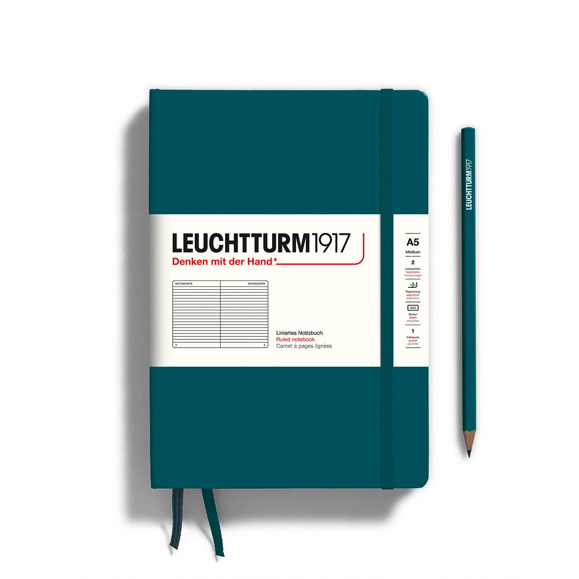 LEUCHTTURM1917 - Notebooks - Medium (A5) - Ruled, Hardcover, Pacific Green