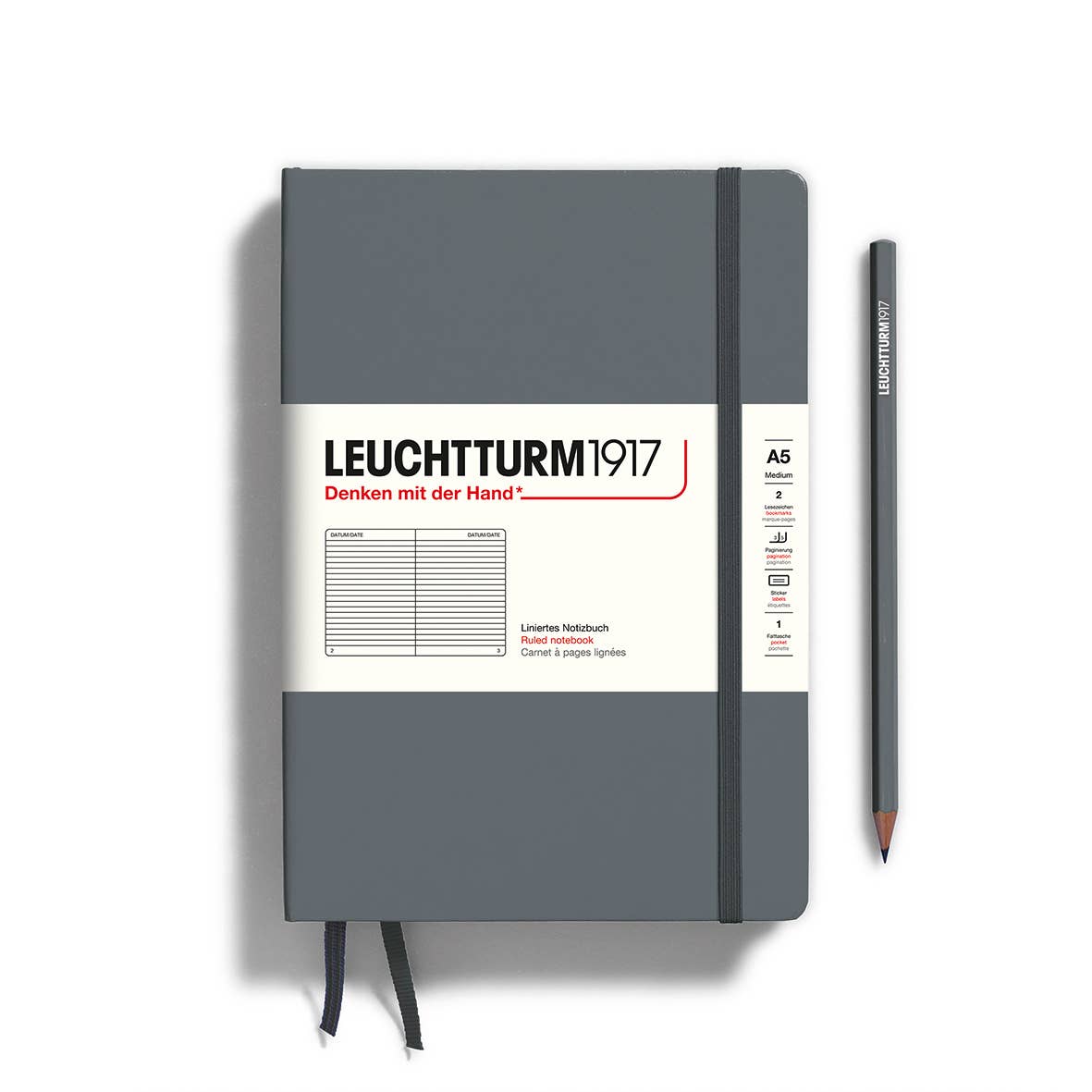 LEUCHTTURM1917 - Notebooks - Medium (A5) - Ruled, Hardcover, Anthracite
