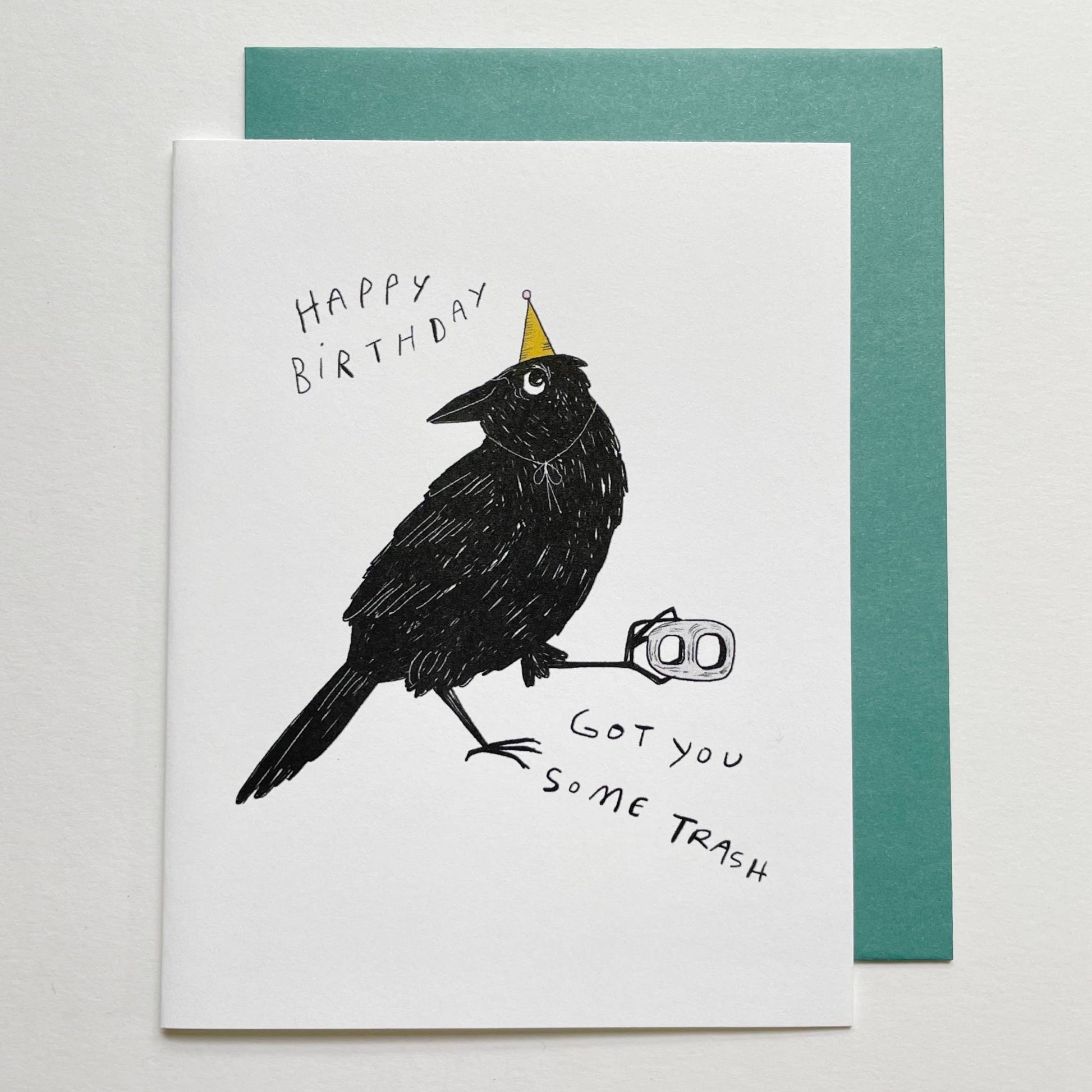 Kendra Lee Miller Art - Got You Some Trash - Black Crow Birthday Card