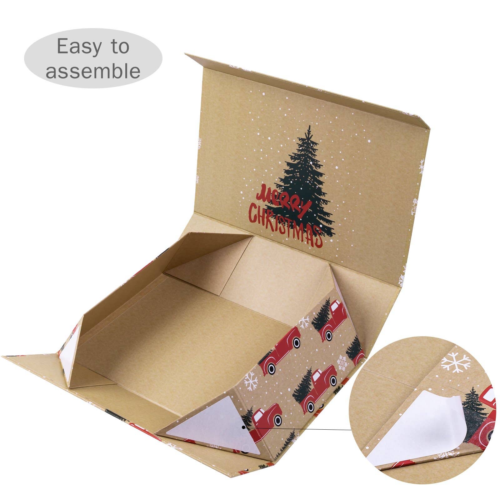Empty Gift Basket - Red Truck w/ Christmas Tree Holiday Gift Box - 14 in. x 9 in. x 4.3 in.