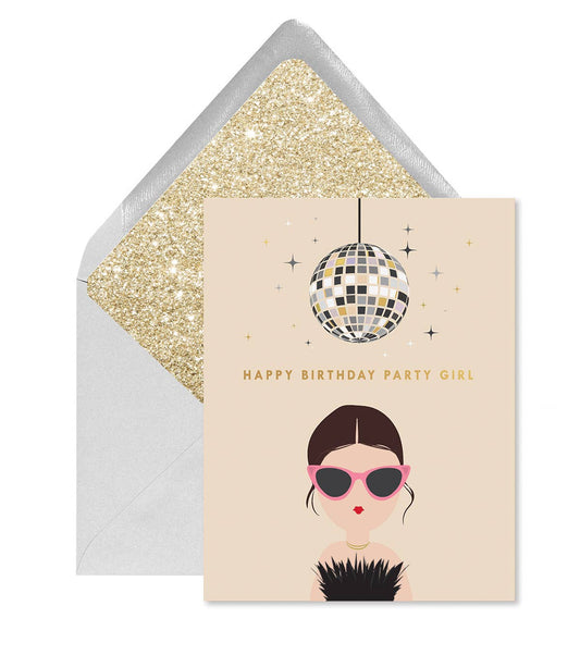 Ginger P. Designs - Disco Party Girl - Birthday Greeting Card