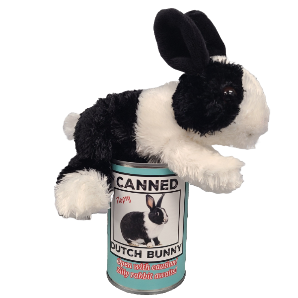 Canned Gifts - Flopsy The Canned Dutch Bunny - Stuffed Animal