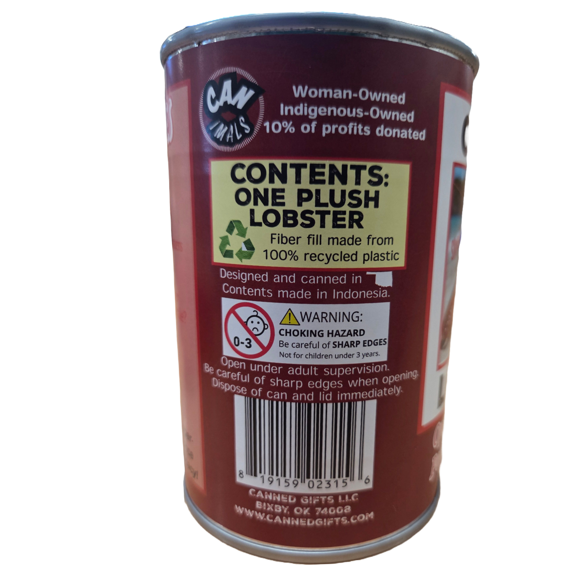 Canned Gifts - Sheldon The Canned Lobster - Stuffed Animal
