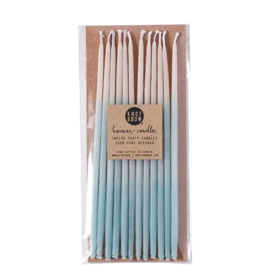 Knot & Bow - Tall Aqua Ombre Beeswax Birthday Candles