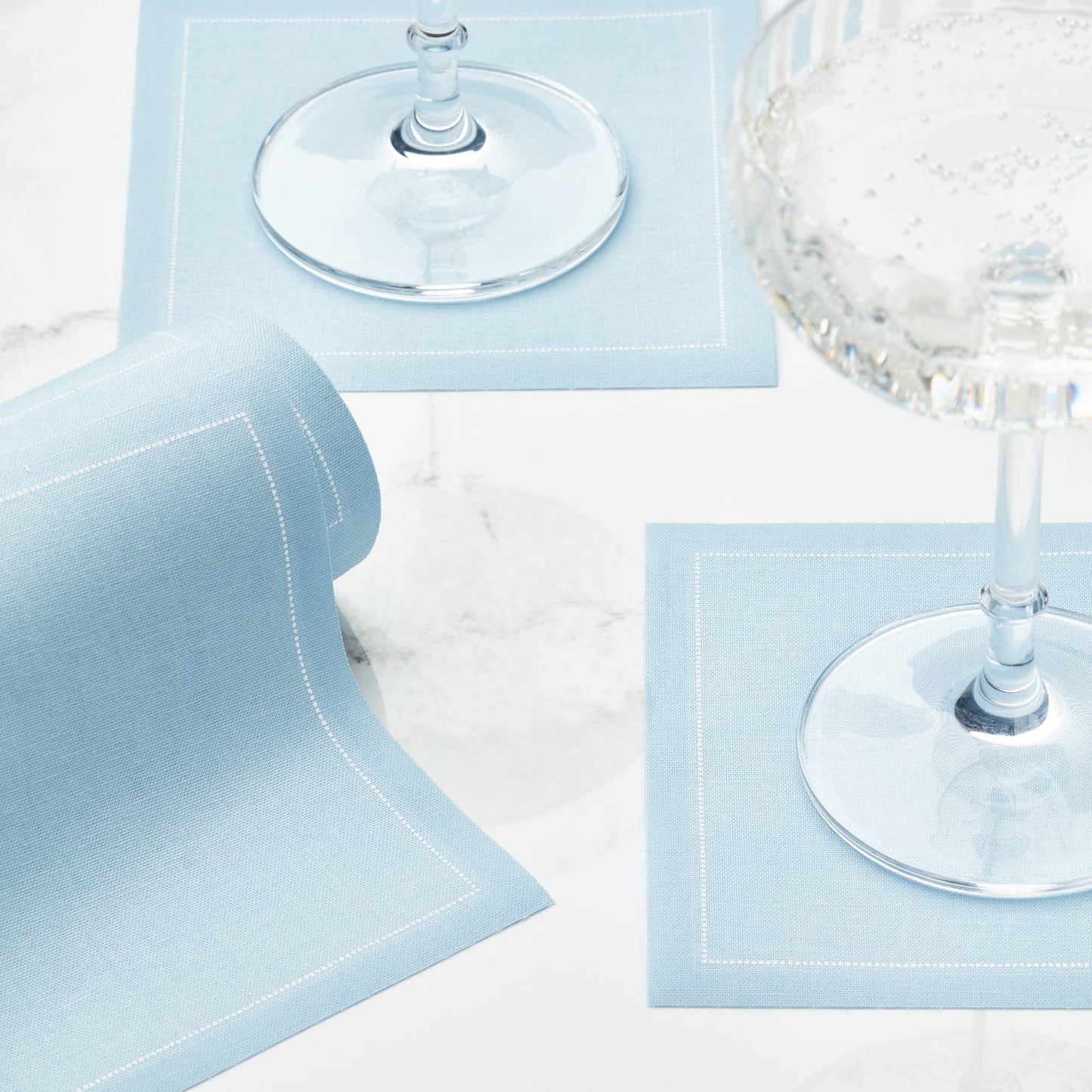 MY DRAP - Foggy Blue Cotton Cocktail Napkins - 50 Unit Roll