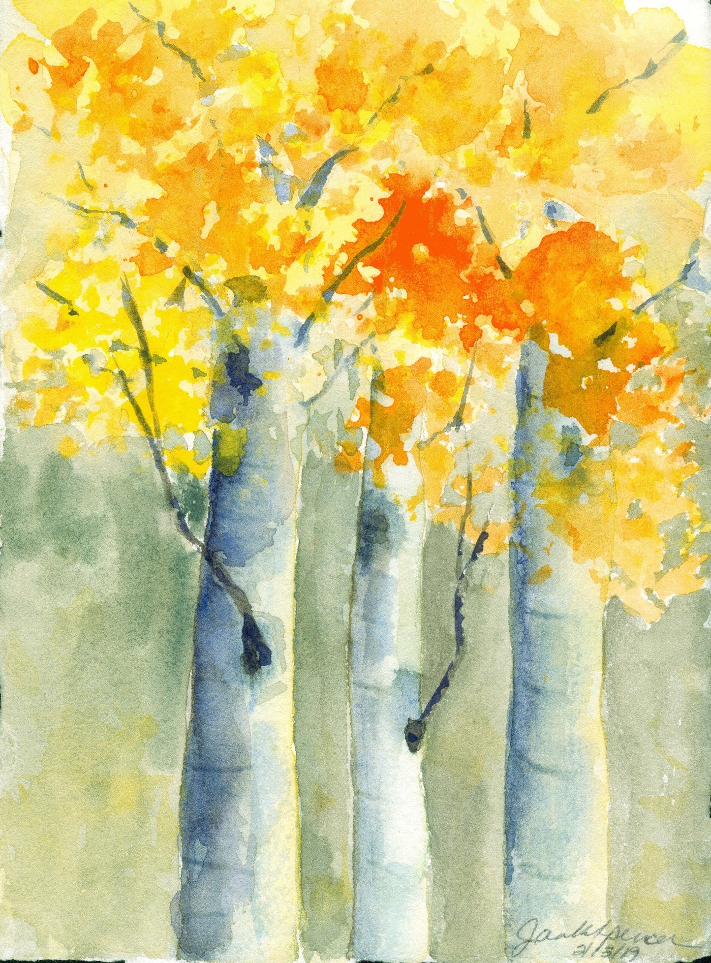 Jan Spencer - Watercolor Greeting Card - Laughing Aspen