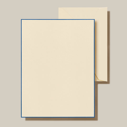 Crane - Regent Blue Bordered Ecru Half Sheet - 20 Sheets / 20 Envelopes