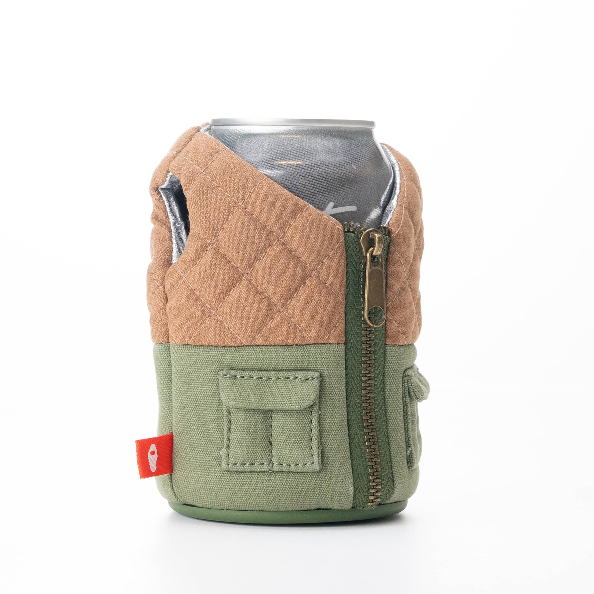 Puffin Drinkwear - The Bird Dog Drink Koozie - Olive Green / Dry Grass