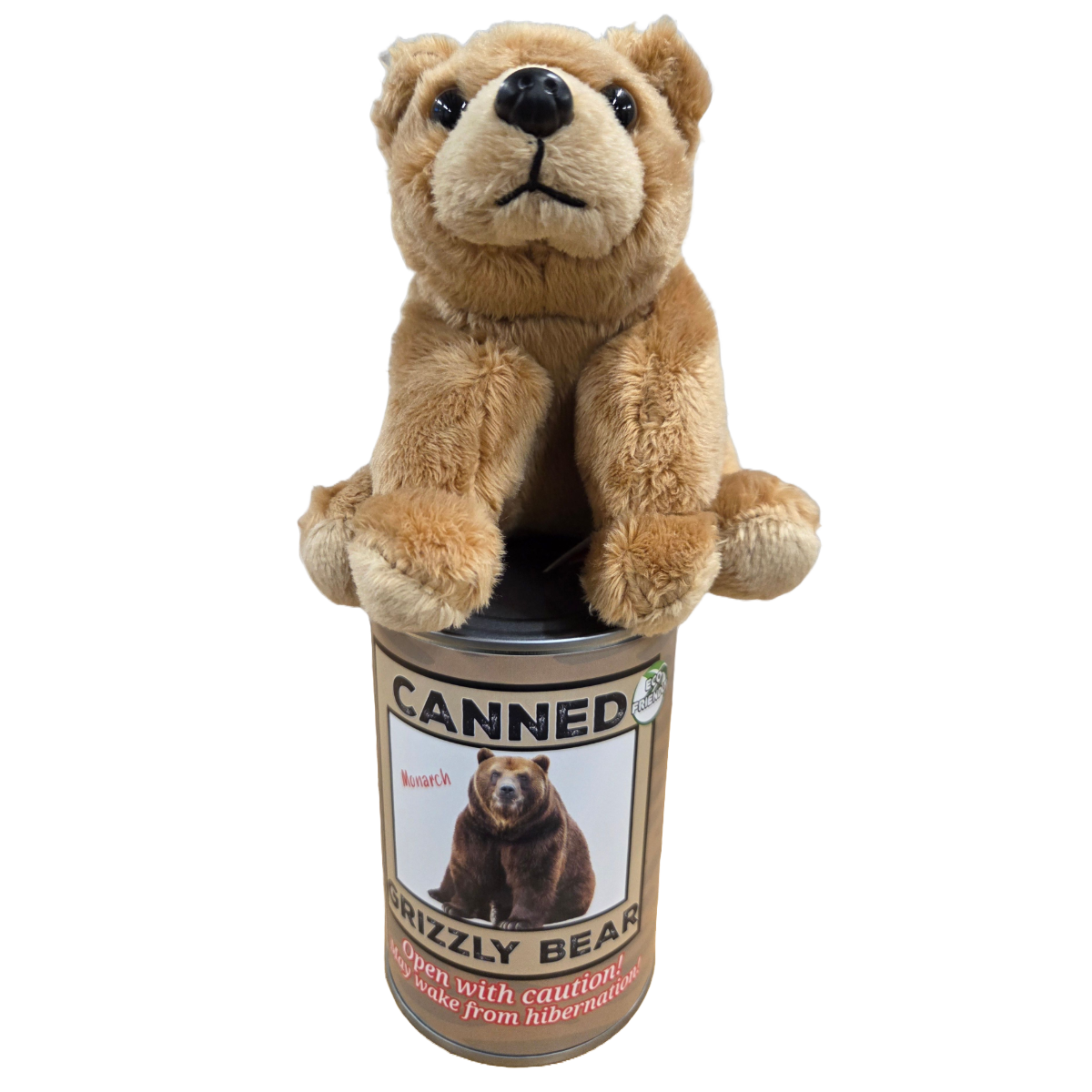 Canned Gifts - Monarch The Canned Grizzly Bear - Stuffed Animal