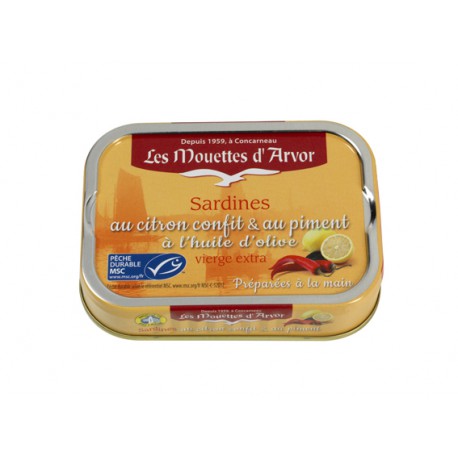 Les Mouettes d'Arvor - Sardines In EVOO w/ Lemon Confit & Chili Pepper - 115 g