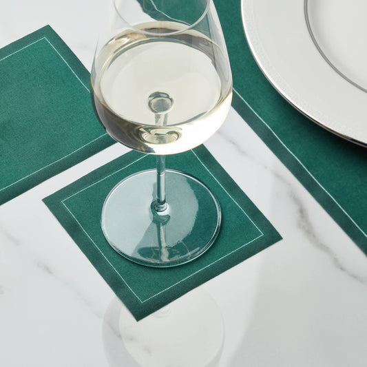 MY DRAP - English Green Cotton Cocktail Napkins 50 Units