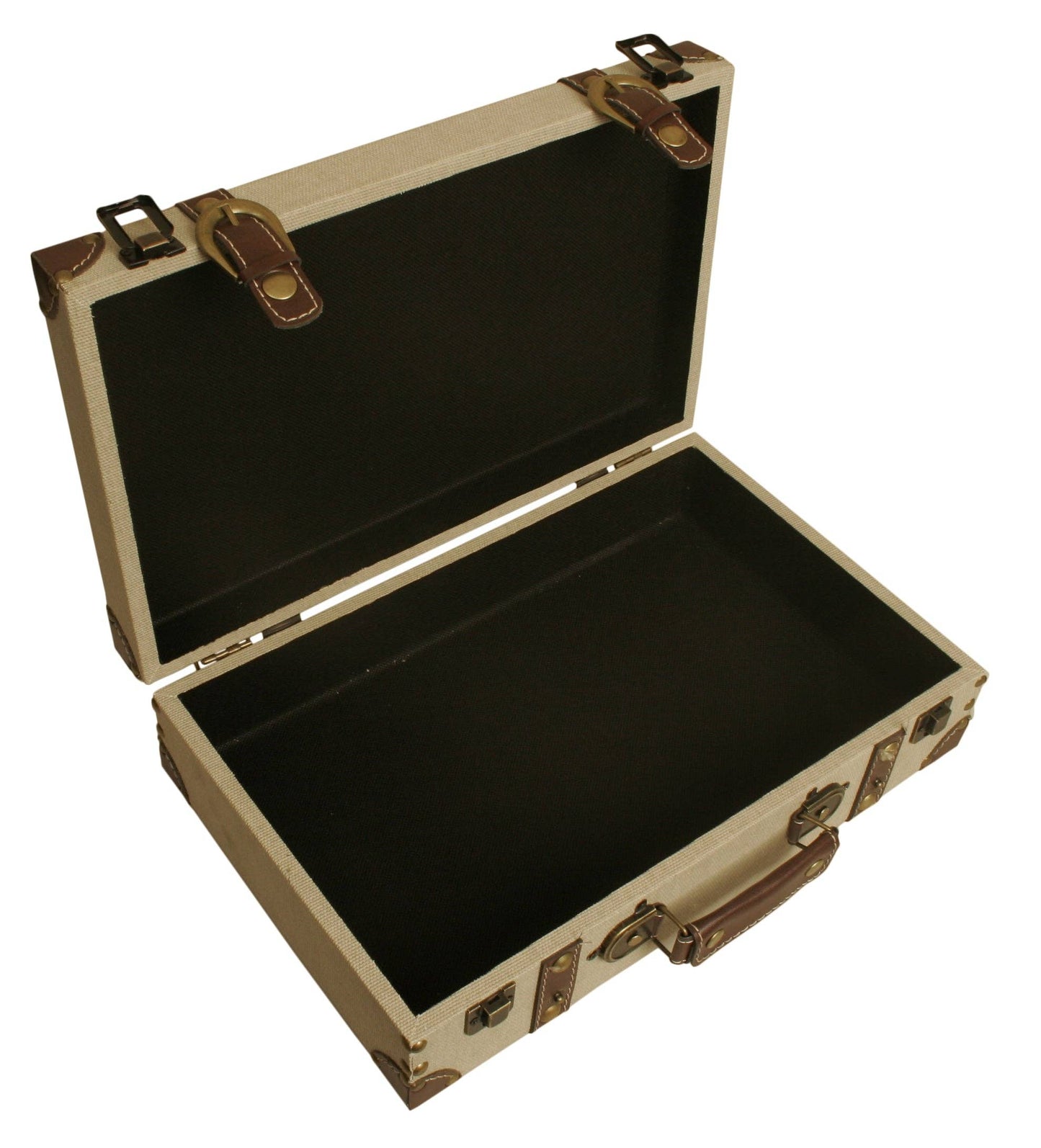 Empty Gift Basket - Decorative Gift Suitcase - Light Tan Canvas